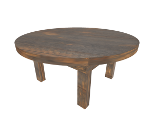 table en bois dépliée 153cm diamètre 76 cm hauteur